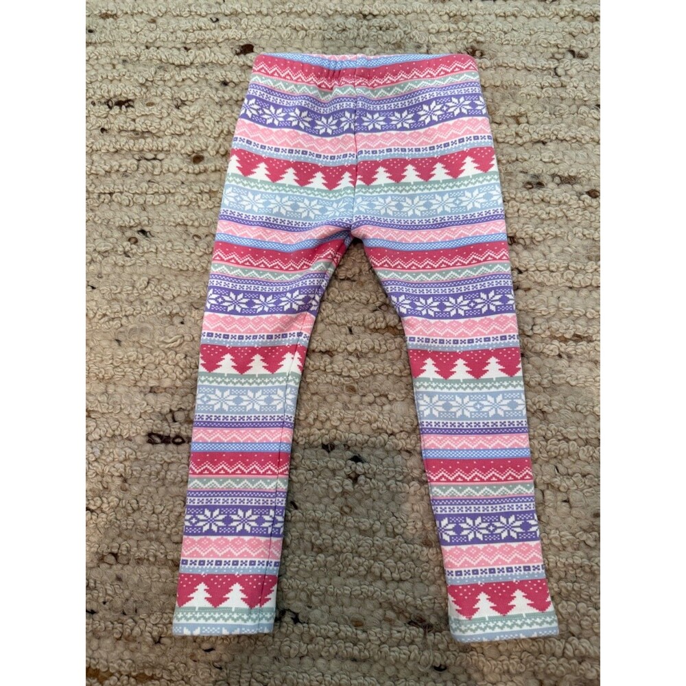 Gymboree Girls Fair Isle Leggings Size 4T Pink Purple Snowflake Winter